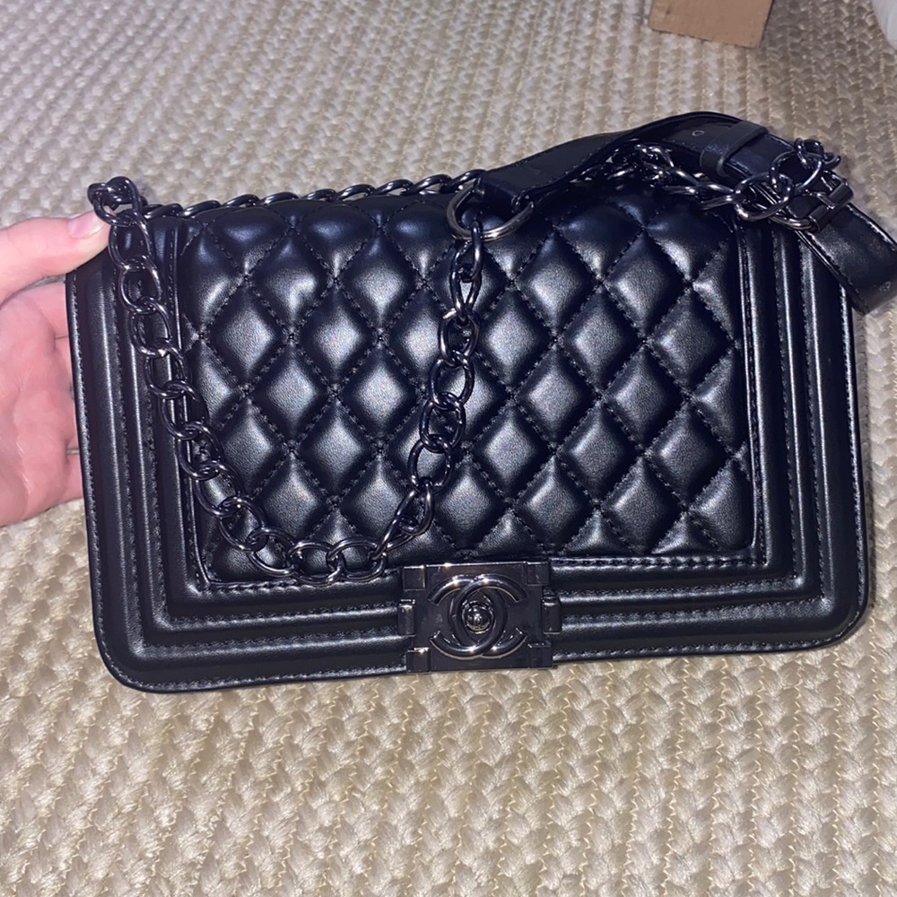 Black quilted purse